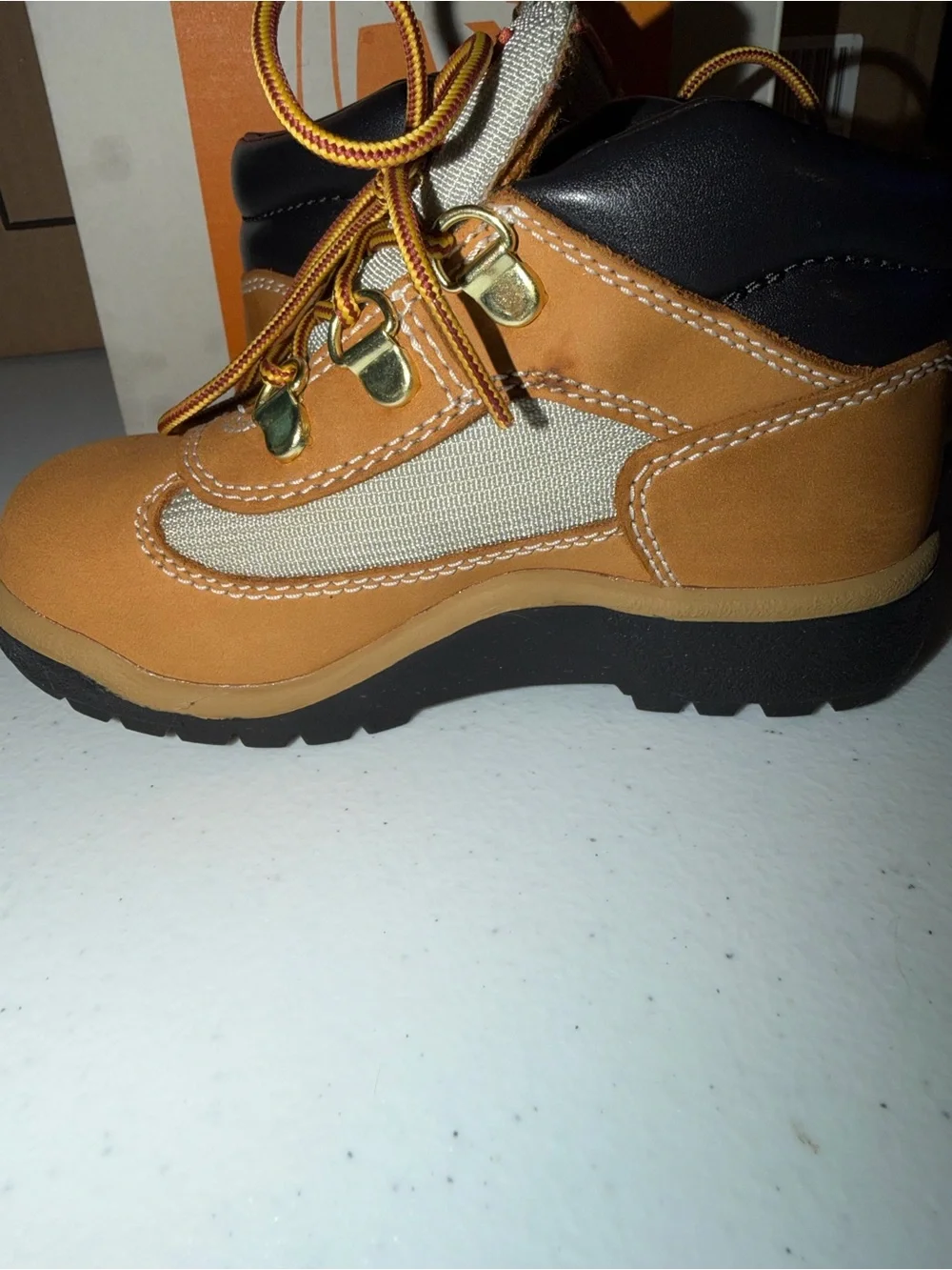 Timberland Kids Tan and Black Lace-Up Hiking Boots